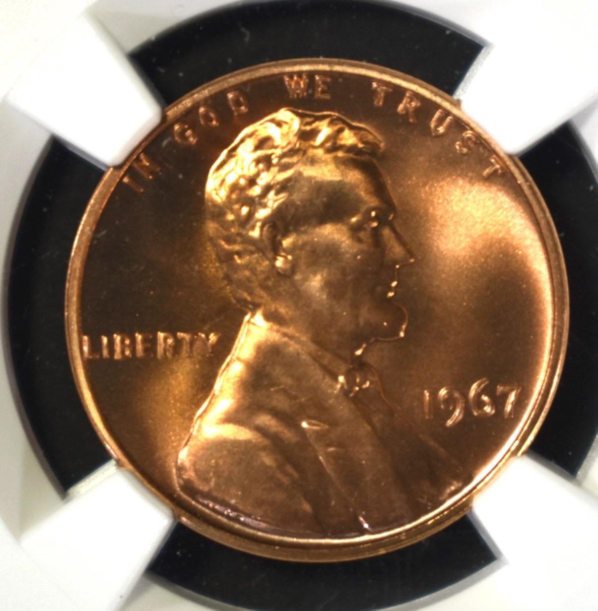 1967 SMS LINCOLN CENT NGC MS68 RD