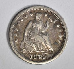 1844 SEATED HALF DIME, VF