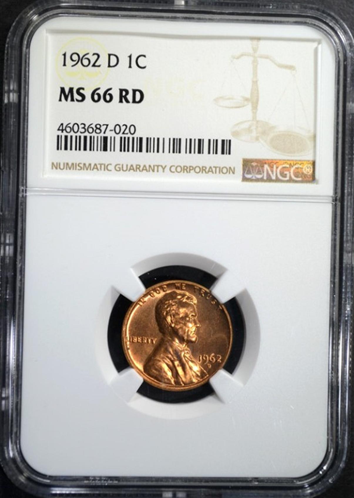 1962-D LINCOLN CENT NGC MS66 RD