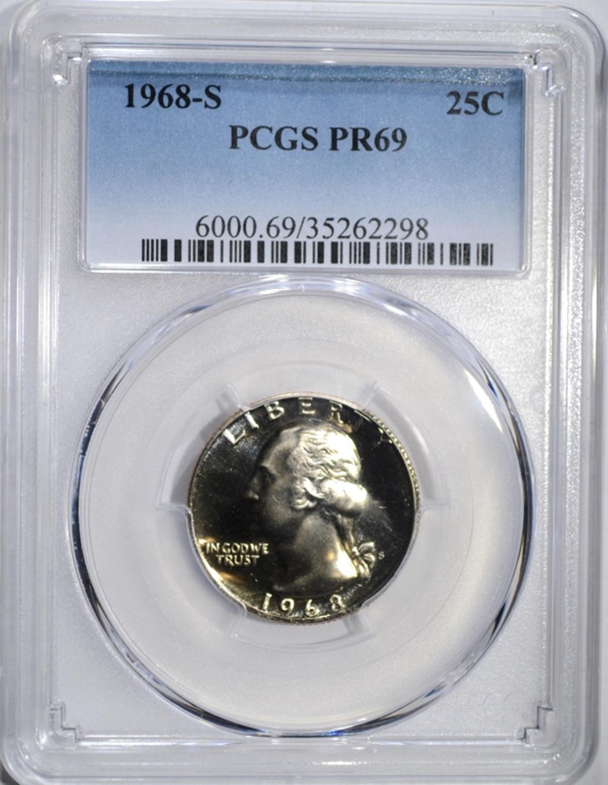 1968-S WASHINGTON QUARTER PCGS PR-69