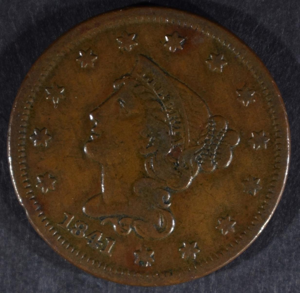 1841 LARGE CENT, VF/XF