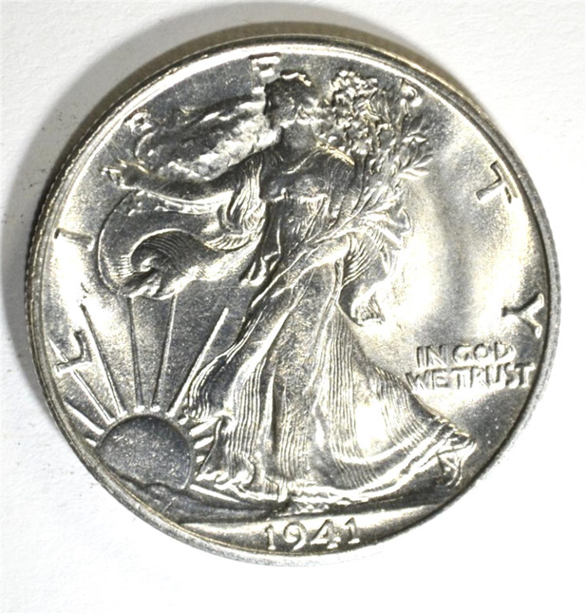 1941-S WALKING LIBERTY HALF GEM BU BLAST WHITE