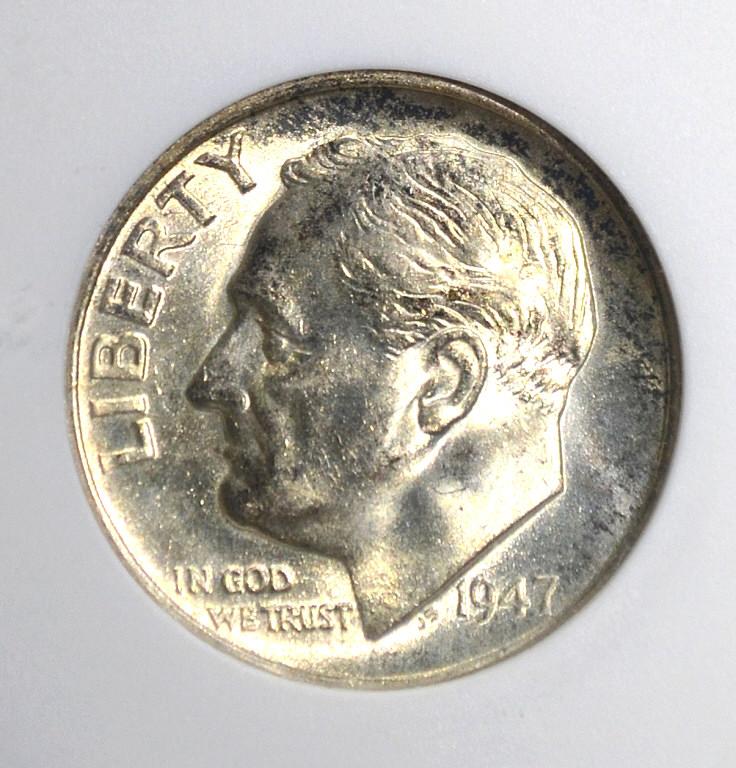 1947-S ROOSEVELT DIME, ANACS MS-63 FS-012 SCARCE!!