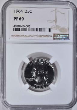 1964 WASHINGTON QTR NGC PF69