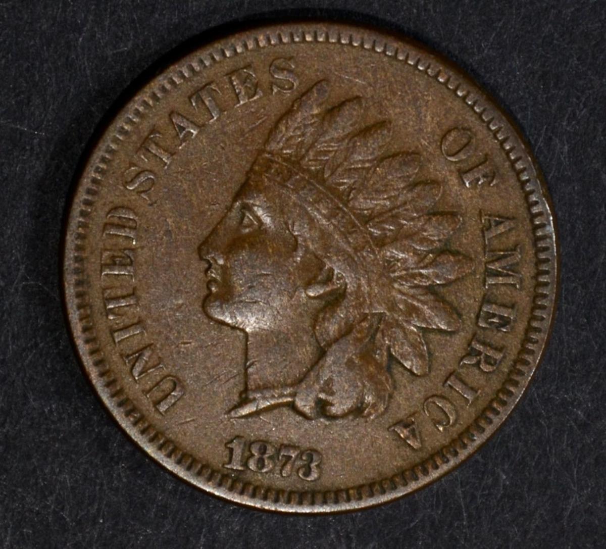 1873 “OPEN 3” INDIAN CENT, XF