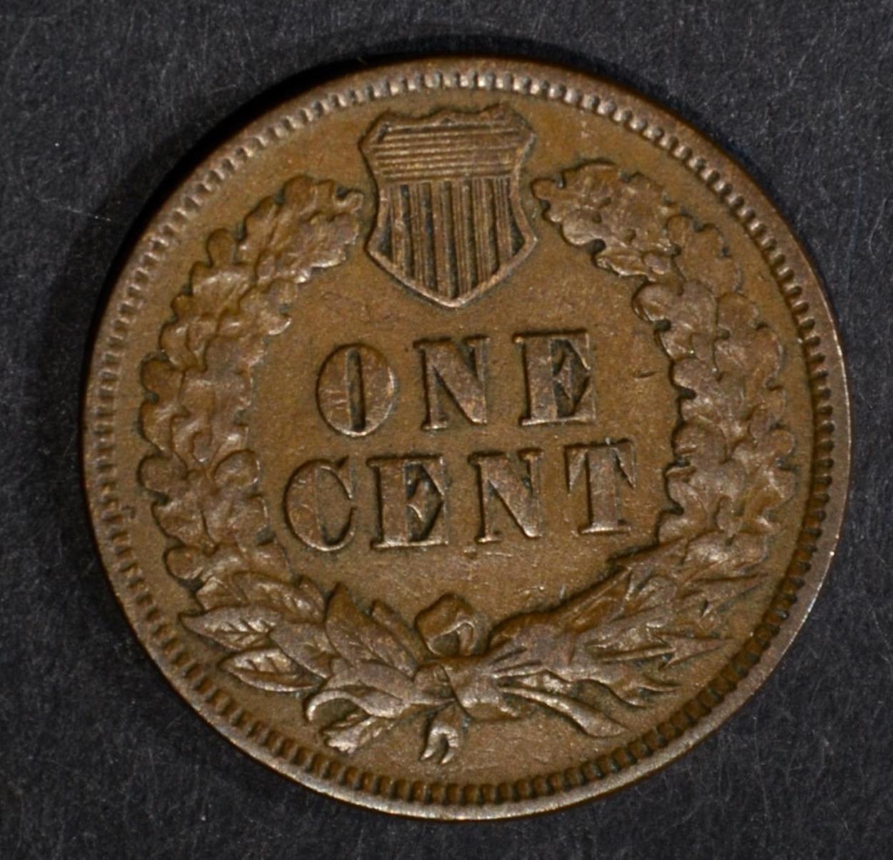 1873 “OPEN 3” INDIAN CENT, XF