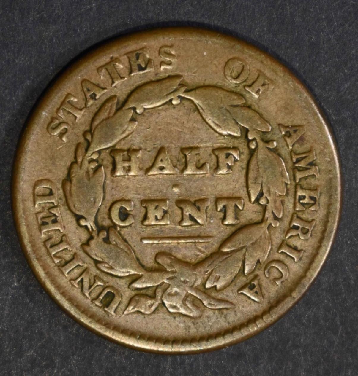 1829 HALF CENT, FINE