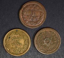 3 CIVIL WAR TOKENS; IT MUST AND SHALL