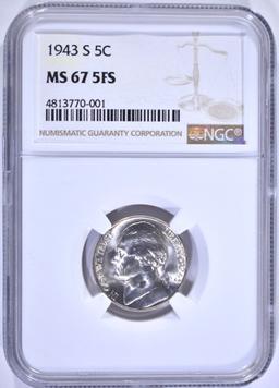 1943-S JEFFERSON NICKEL NGC MS-67 5FS