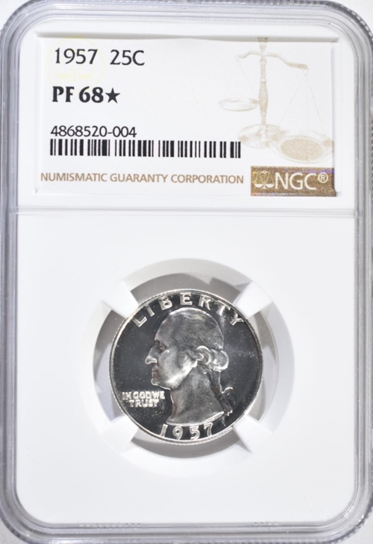 1957 WASHINGTON QUARTER, NGC PF-68*