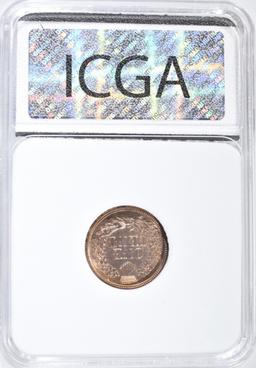 1869 INDIAN CENT, ICGA GEM BU RED