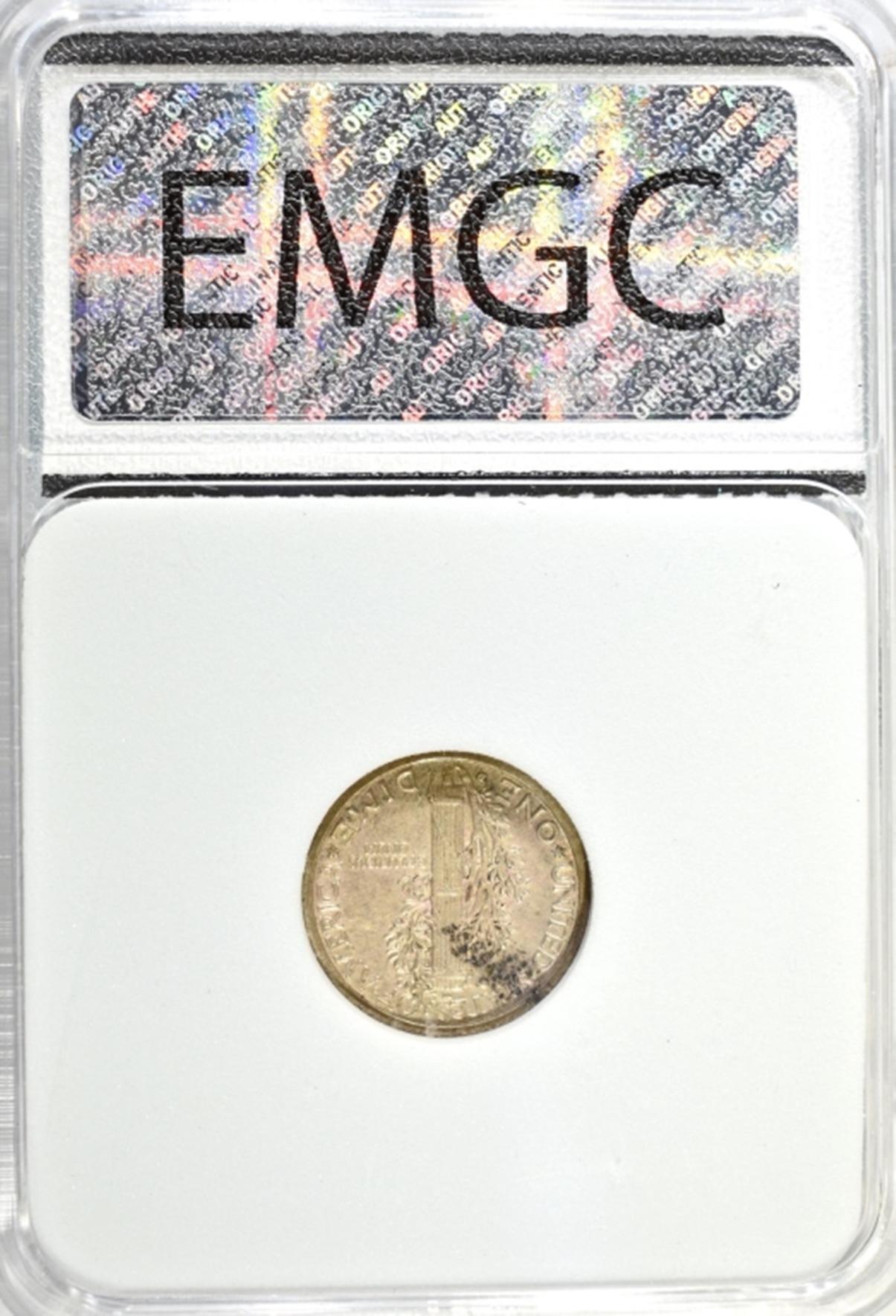 1916-D MERCURY DIME, EMGC AU/BU