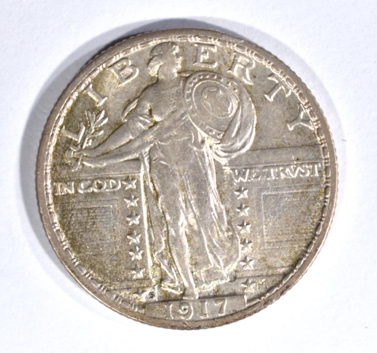 1917-S T-2 STANDING LIBERTY QUARTER, AU SCARCE