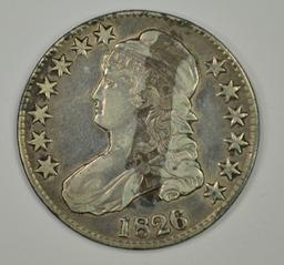 1826 BUST HALF DOLLAR, XF has stain