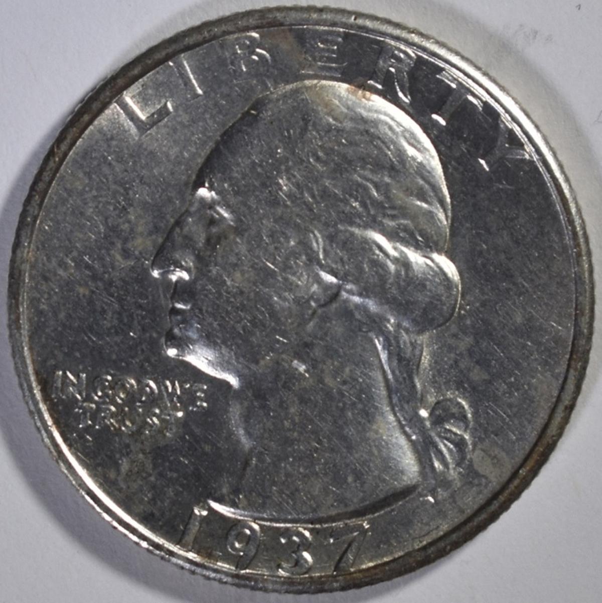 1937-S WASHINGTON QUARTER, CH BU