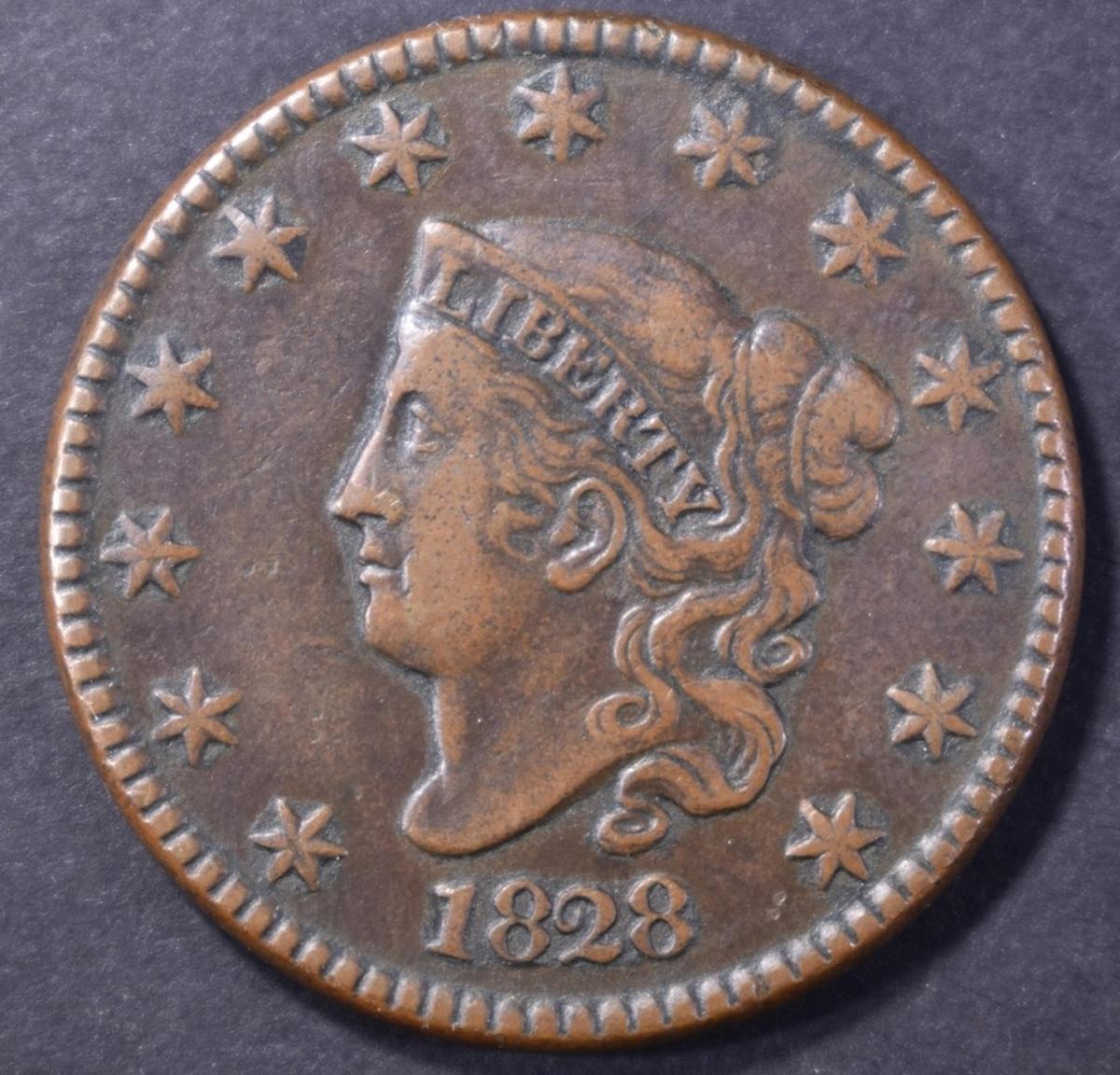 1828 LARGE CENT, XF