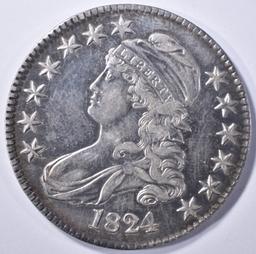 1824 BUST HALF DOLLAR, AU