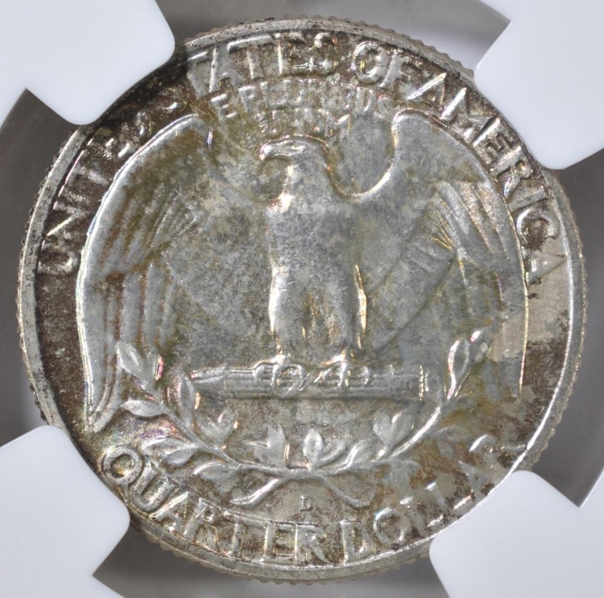 1958-D WASHINGTON QUARTER NGC MS-66 COLOR