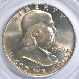 1959-D FRANKLIN HALF DOLLAR PCGS MS-64 FBL