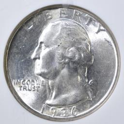 1936 WASHINGTON QUARTER NGC MS-65