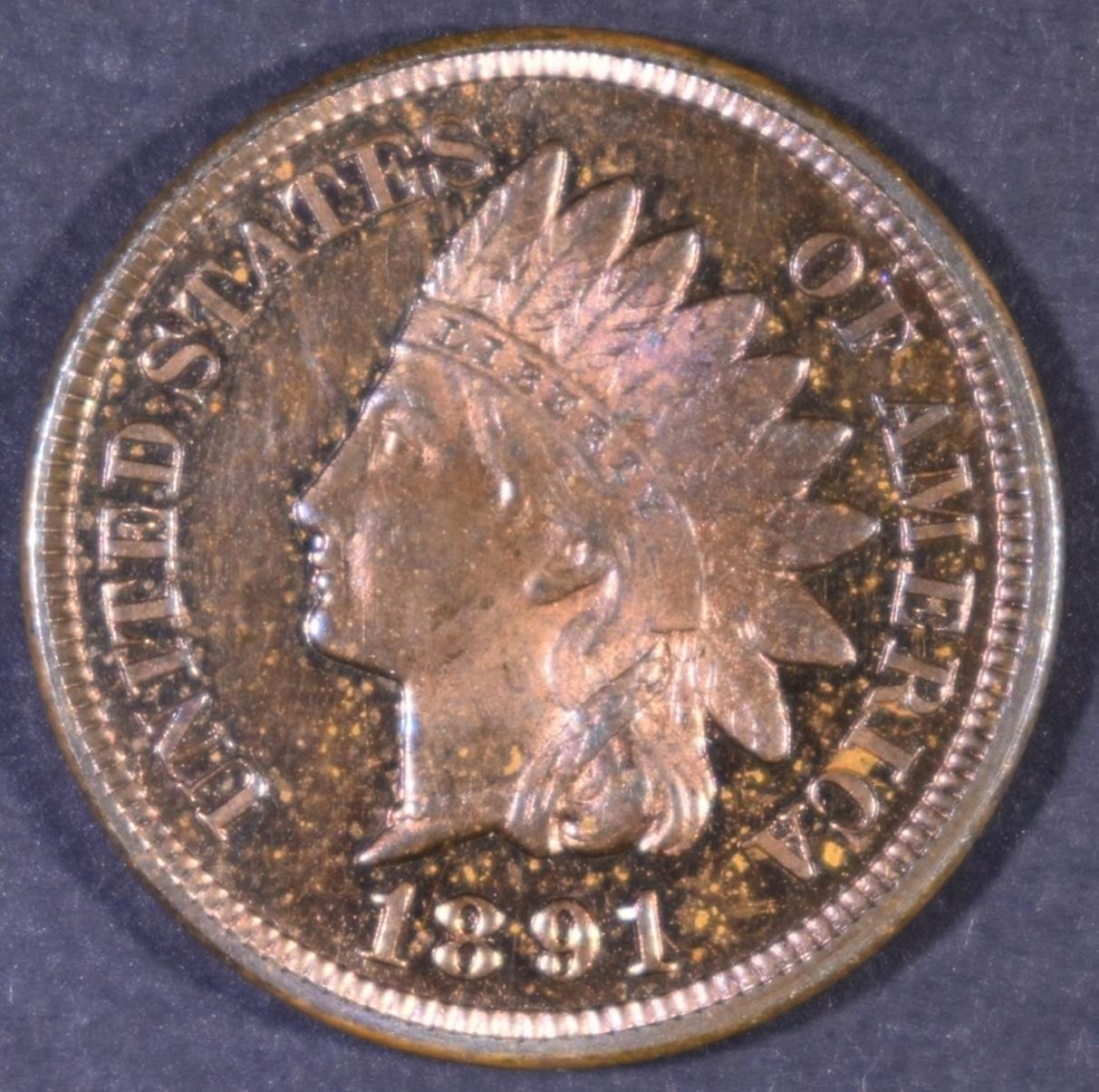 1891 INDIAN CENT GEM PROOF RB