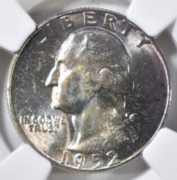 1952 WASHINGTON QUARTER NGC MS-66 RAINBOW COLOR