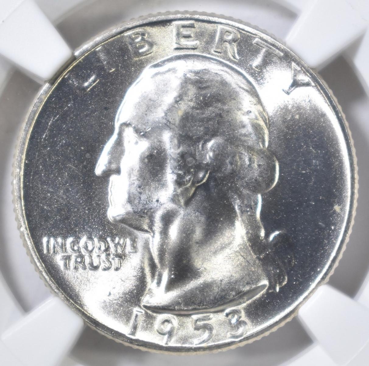 1953-S WASHINGTON QUARTER NGC MS-66*