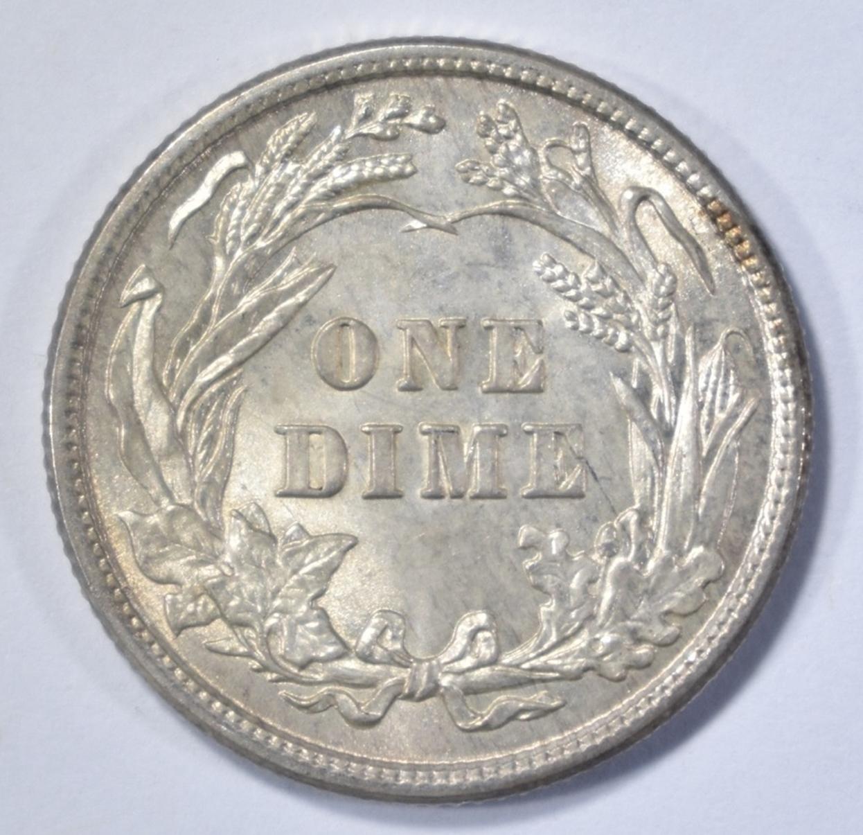 1916 BARBER DIME, GEM BU