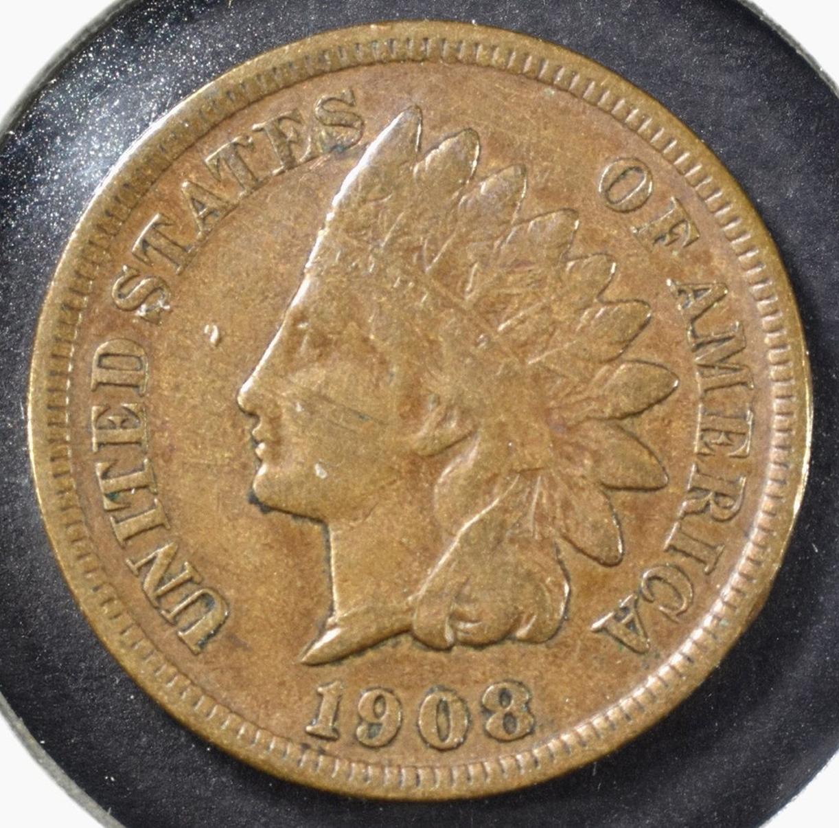 1908-S INDIAN HEAD CENT VF/XF