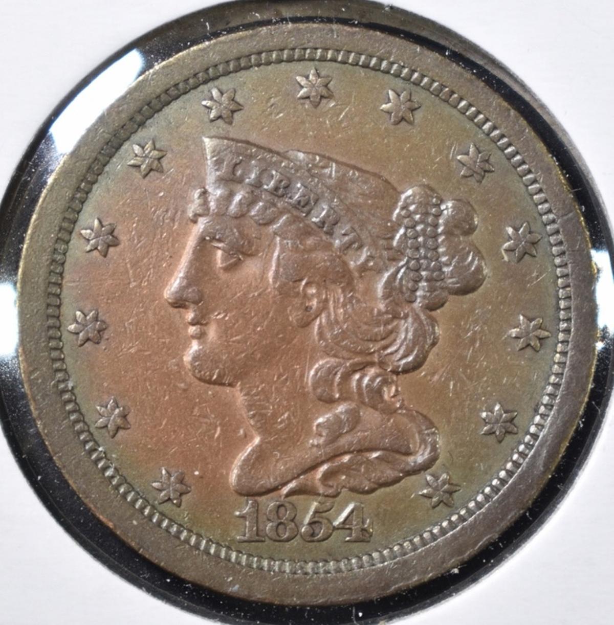 1854 HALF CENT   XF/AU