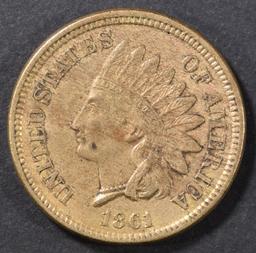 1861 INDIAN CENT XF/AU