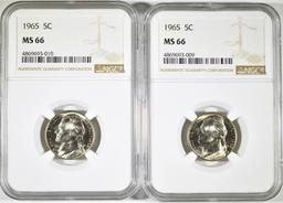 (2) 1965 JEFFERSON NICKELS NGC MS-66