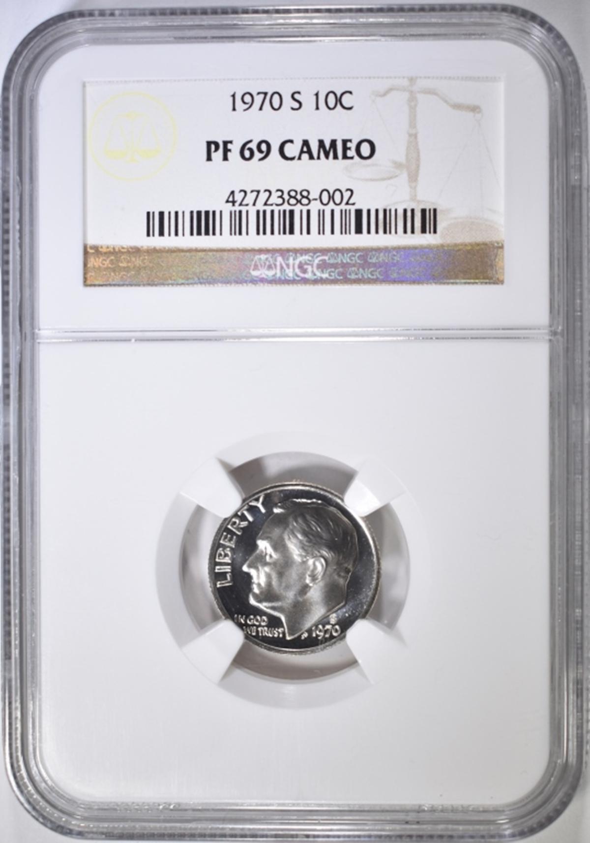 1970-S ROOSEVELT DIME NGC PF-69 CAMEO