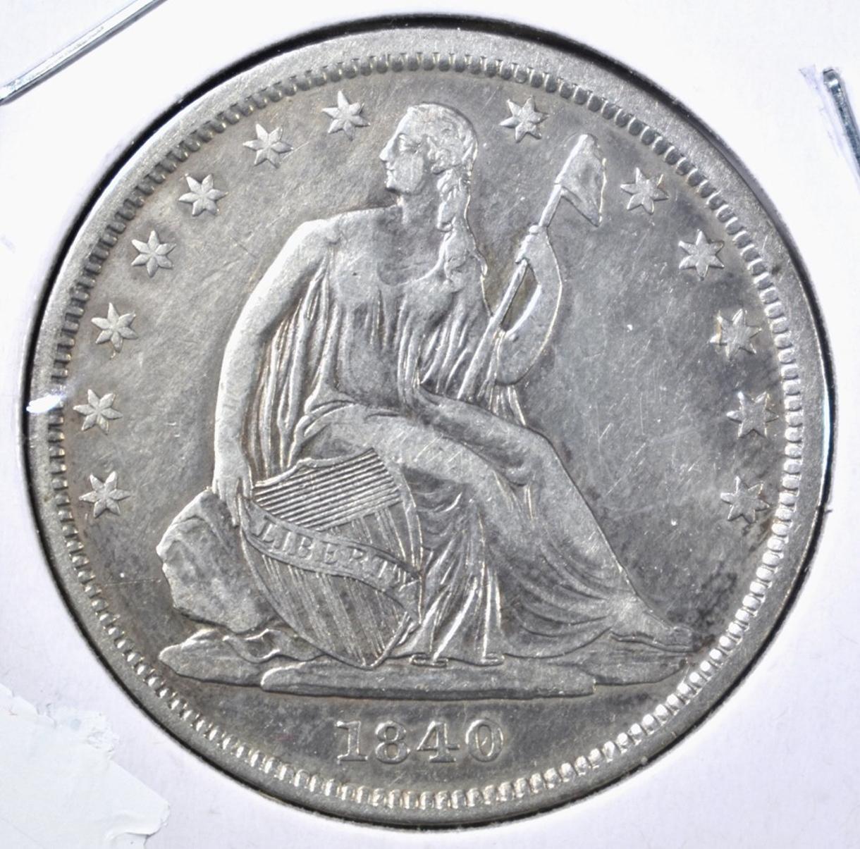 1840 SEATED LIBERTY HALF DOLLAR XF