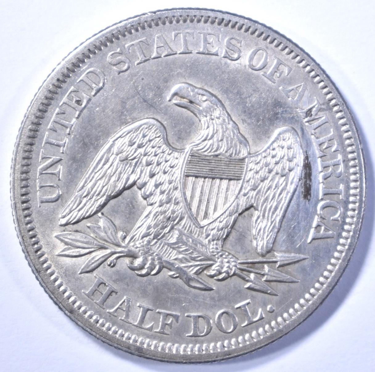 1855 WITH ARROWS SEATED HALF DOLLAR, AU/BU