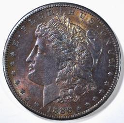 1886-S MORGAN DOLLAR CH BU RAINBOW COLOR!