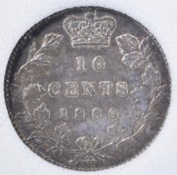 1880-H 10 CENTS CANADA  NNC BU