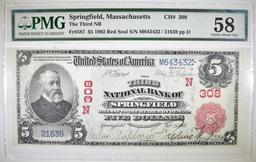 1902 RED SEAL $5 NATIONAL CURRENCY PMG 58