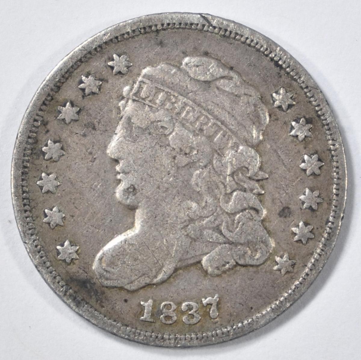 1837 BUST HALF DIME VF