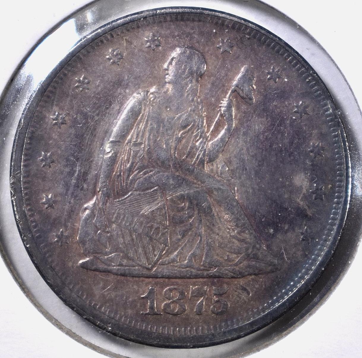 1875 20 CENT PIECE AU MARKS ON OBV