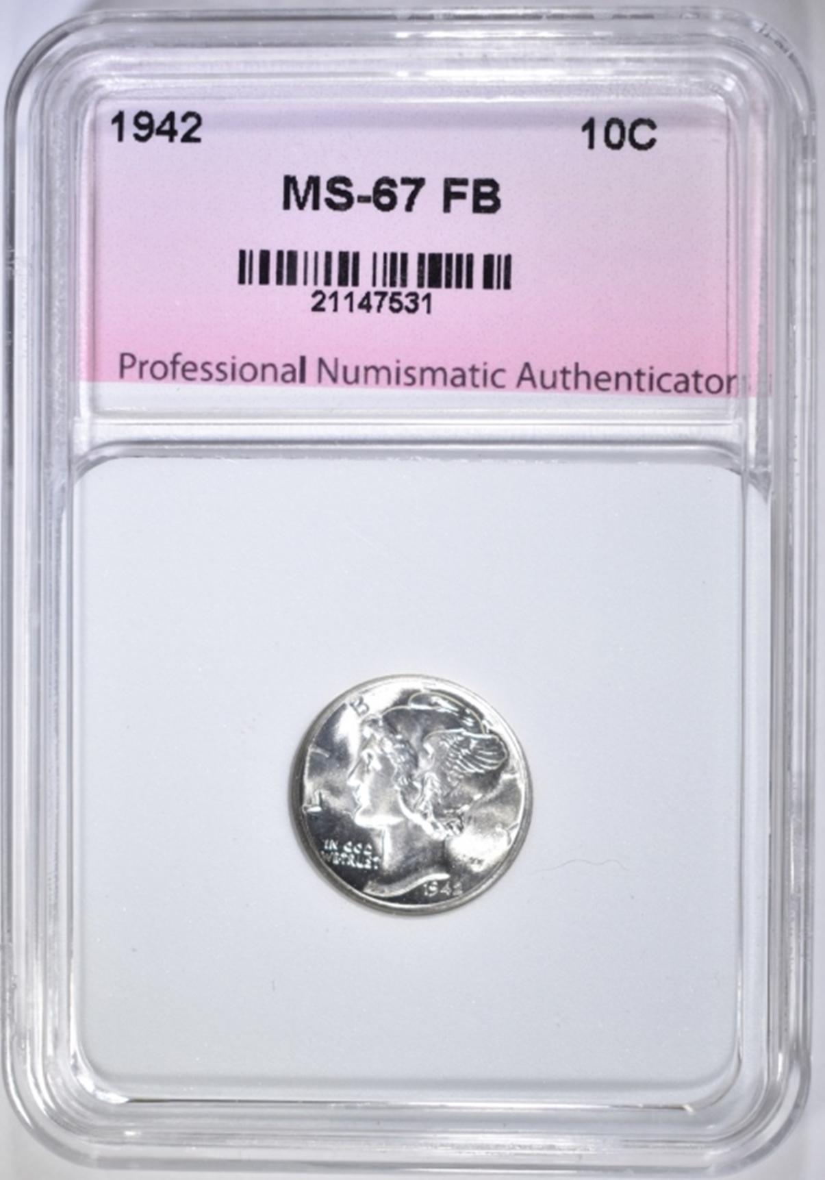 1942 MERCURY DIME, PNA SUPERB GEM BU FB