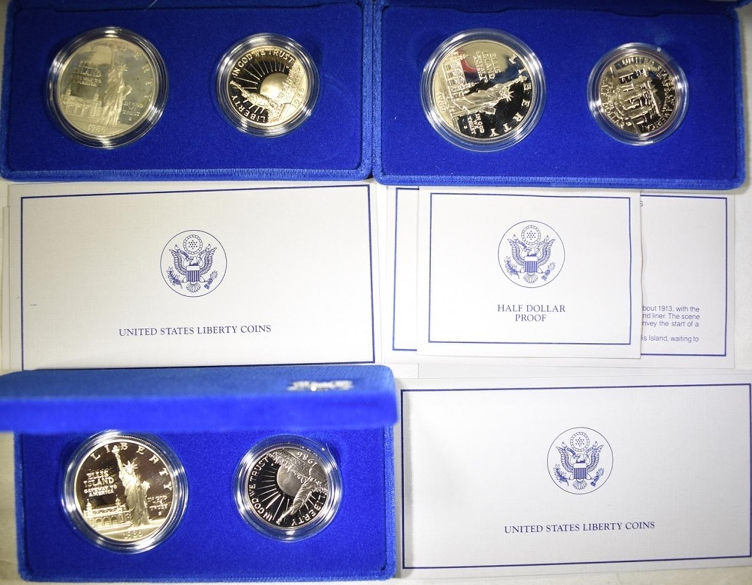 3-1986 STATUE OF LIBERTY 2-COIN COMMEM SETS