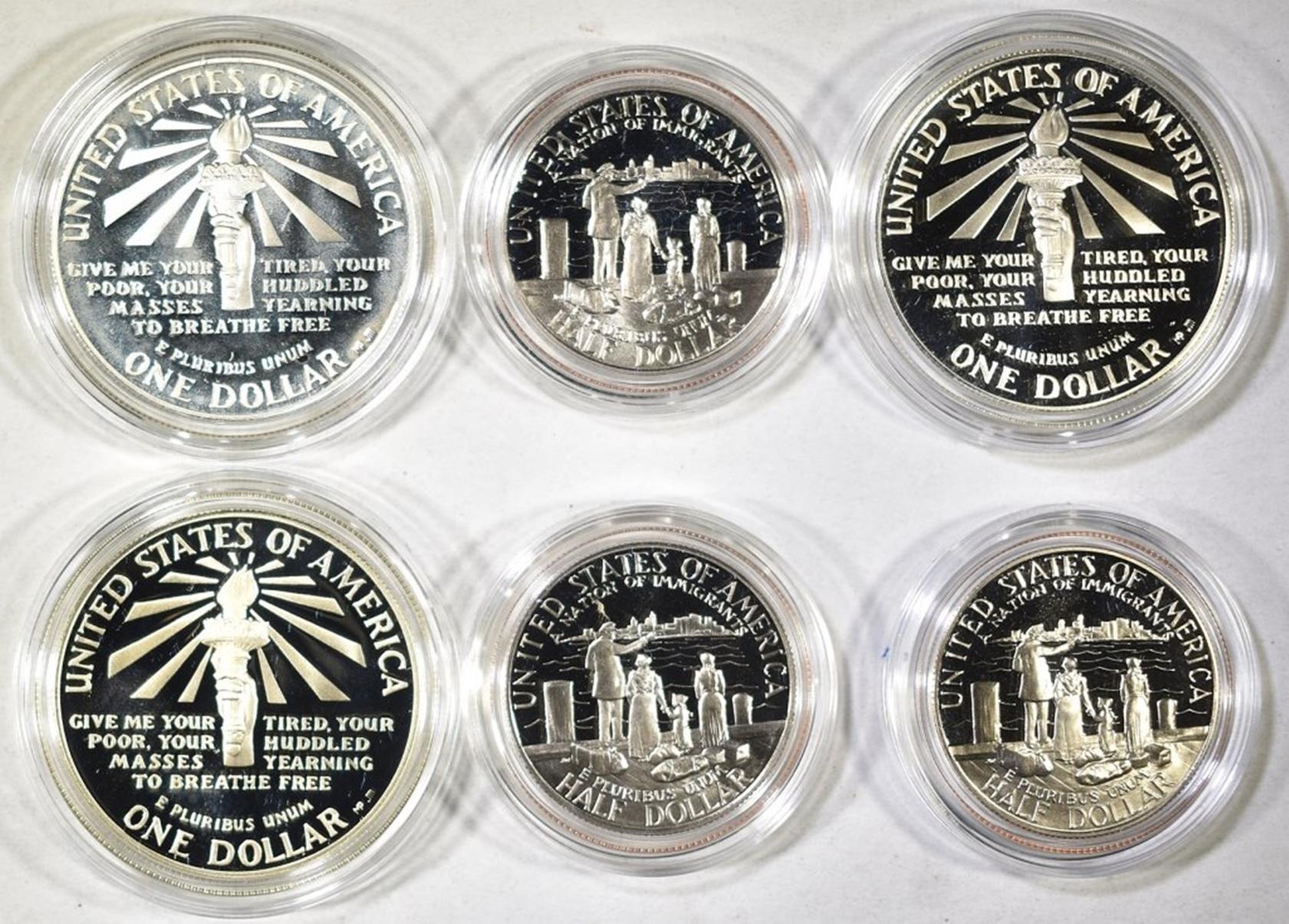 3-1986 STATUE OF LIBERTY 2-COIN COMMEM SETS