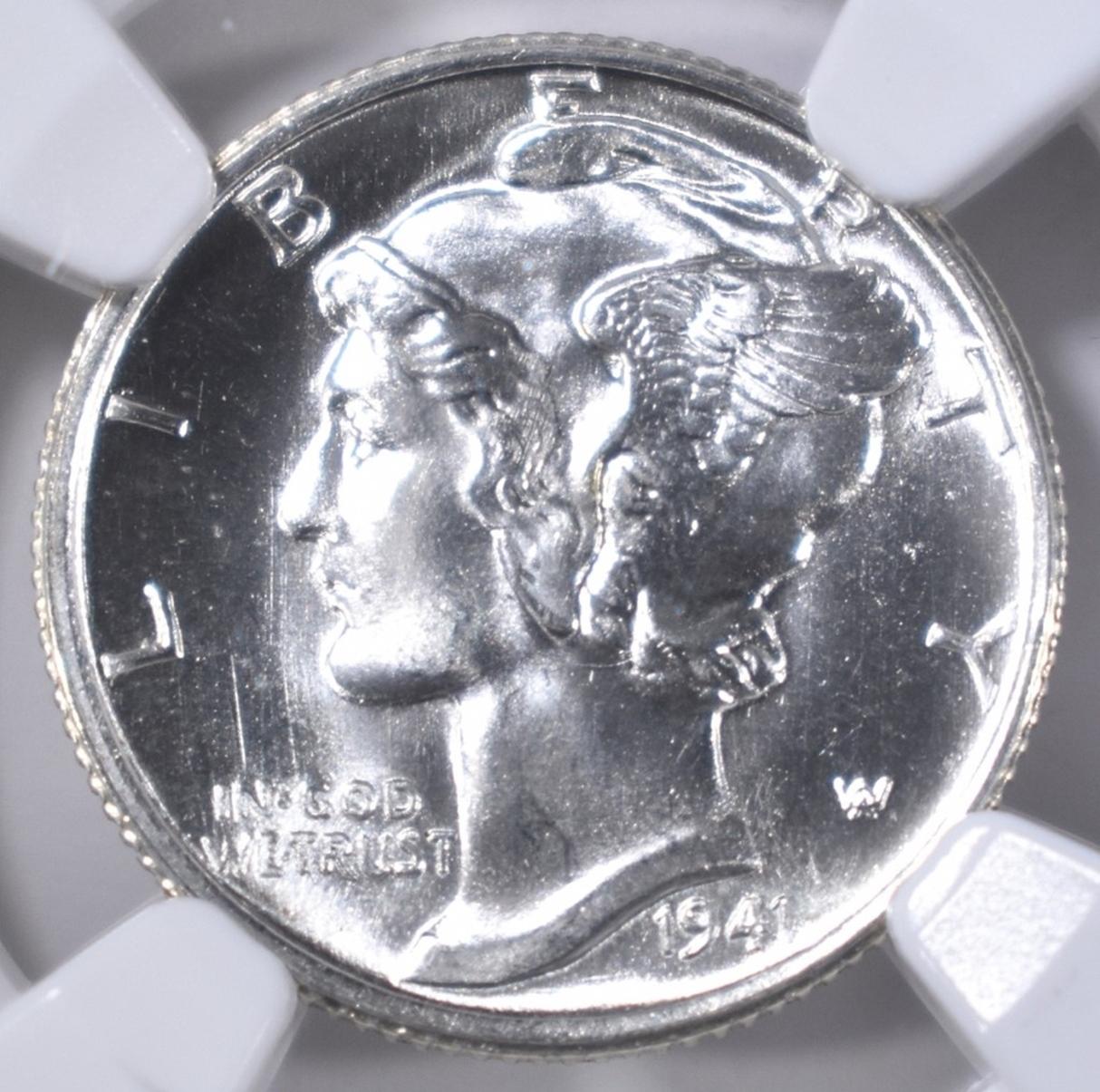 1941-S MERCURY DIME, NGC MS-67 FB