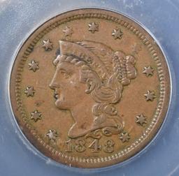 1848 LARGE CENT ICG AU-50