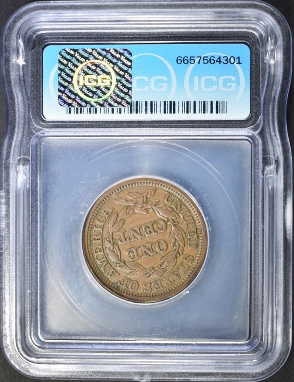 1848 LARGE CENT ICG AU-50