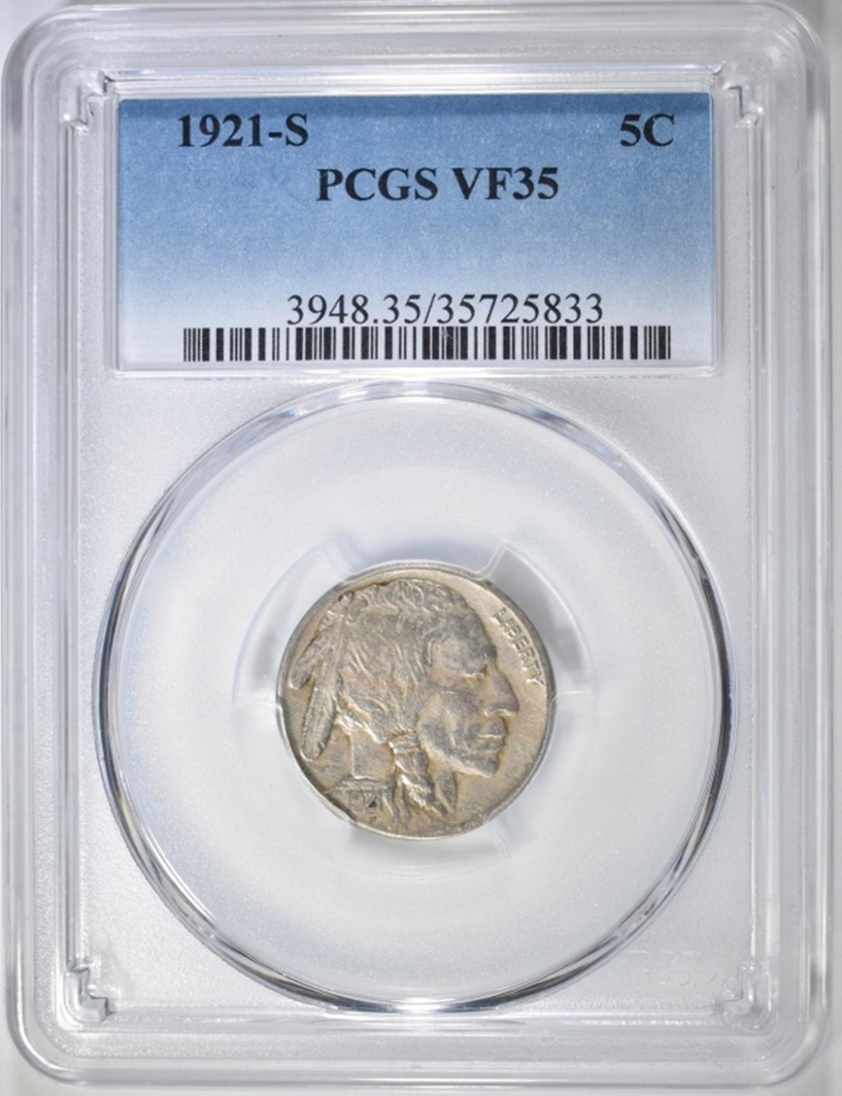 1921-S BUFFALO NICKEL PCGS VF-35