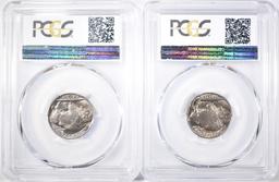 2-1938-D BUFFALO NICKELS, PCGS MS-65