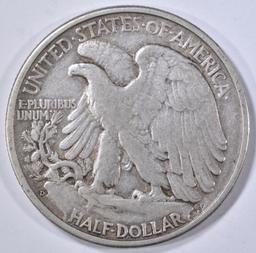 1938-D WALKING LIBERTY HALF DOLLAR, VF