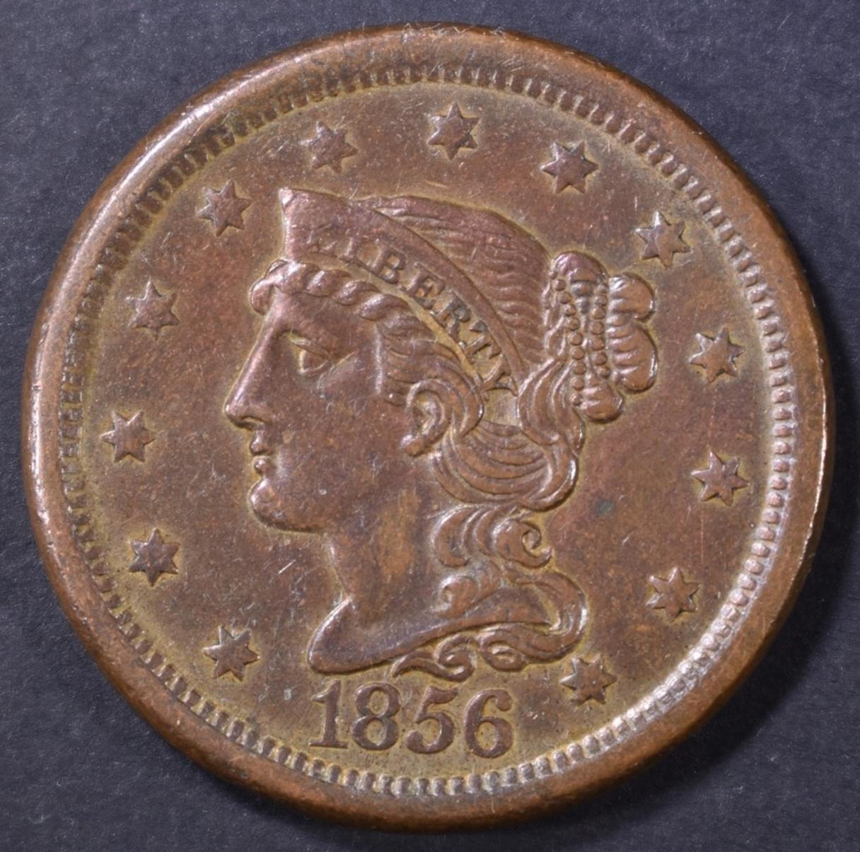 1856 SLANT 5 LARGE CENT AU